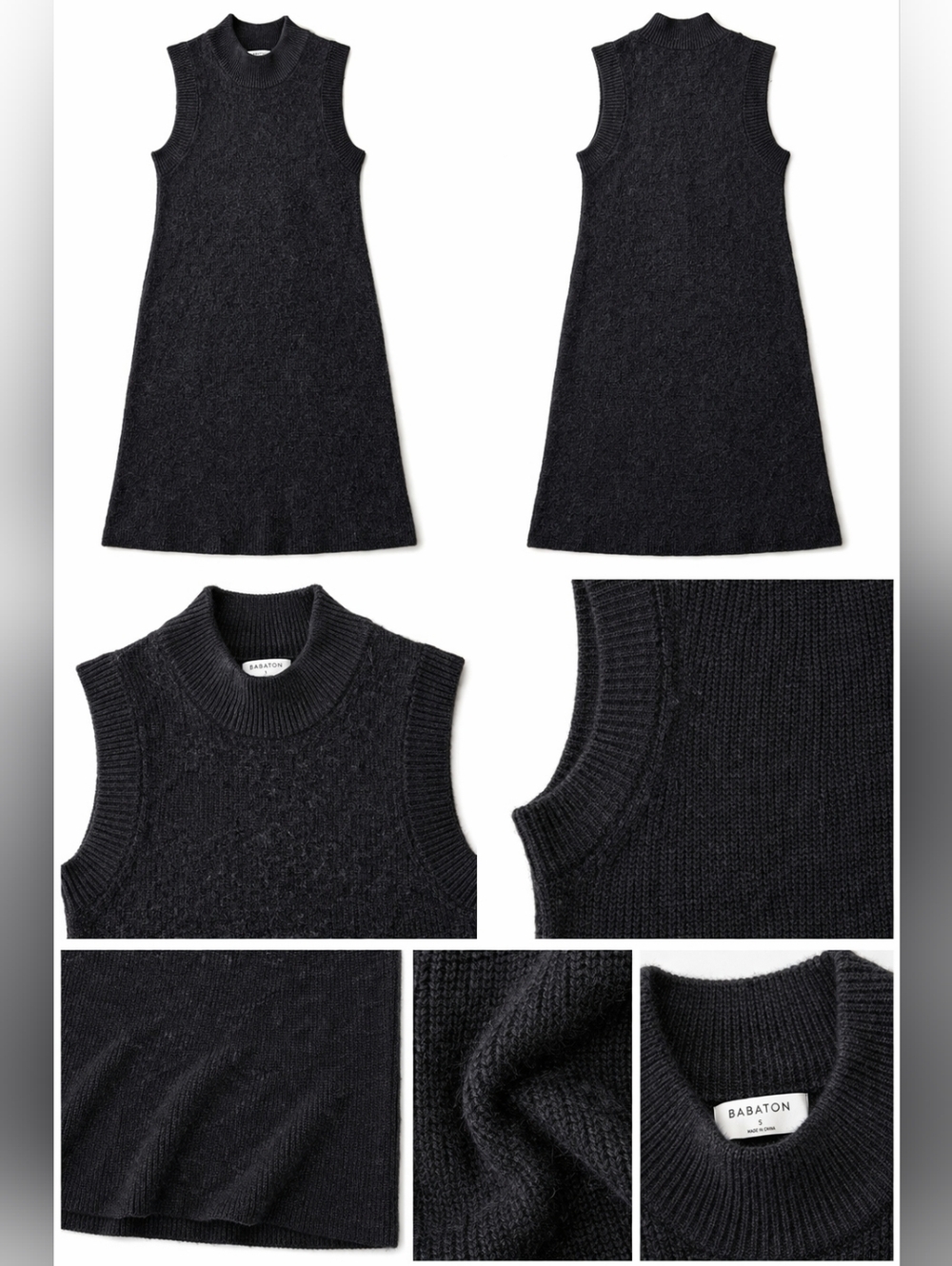 Aritzia Babaton Wool Ribbed Mini Dress | Black | Size L (Fits M) - Picture 3 of 12